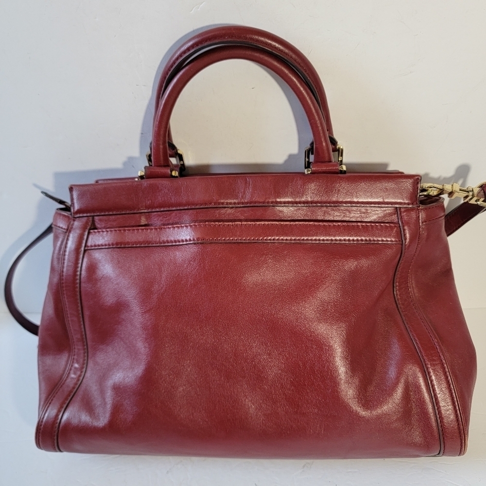 TORY BURCH Women Red Leather Slink Tote Bag Double Handle Sz Large Office Travel - Picture 3 of 12